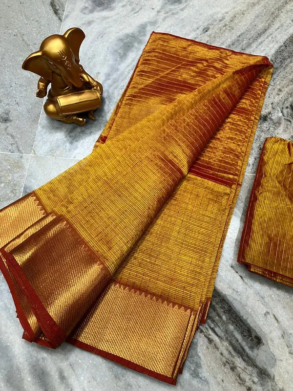Cotton_Silk_Handloom_Bhagalpuri_Wide_Border_Check_Saree_(Gold-Golden_Brown)