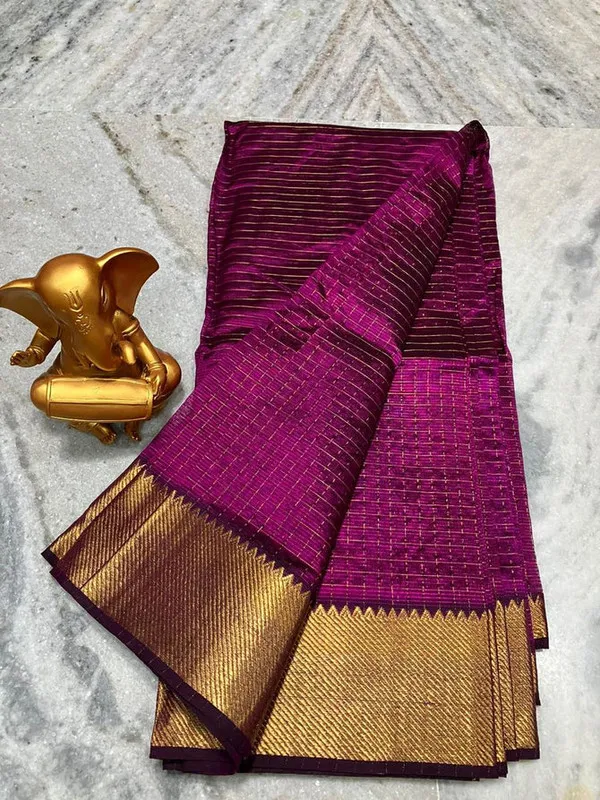 Cotton_Silk_Handloom_Bhagalpuri_Wide_Border_Check_Saree_(Gold-Magenta)