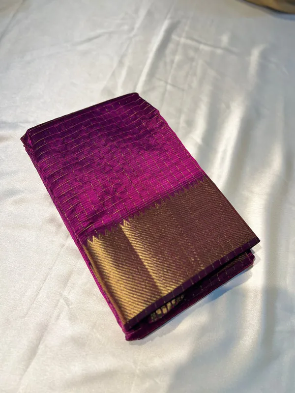 Cotton_Silk_Handloom_Bhagalpuri_Wide_Border_Check_Saree_(Gold-Magenta)