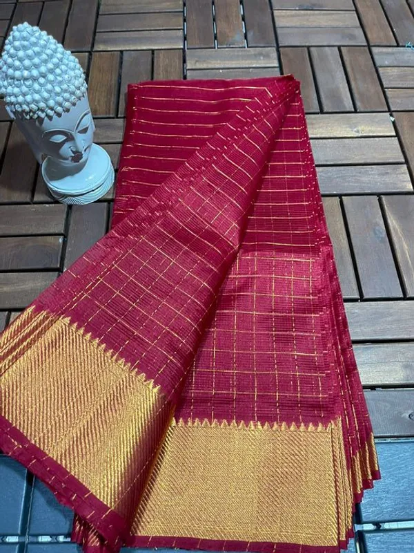 Cotton_Silk_Handloom_Bhagalpuri_Wide_Border_Check_Saree_(Gold-Shadzy_pink)