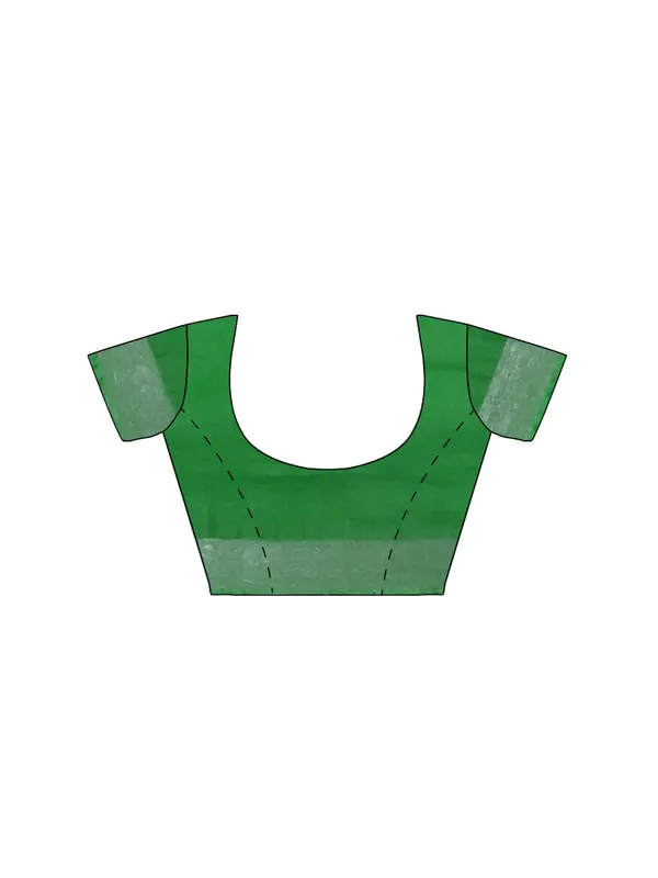 Pigment_Green_women's_Bhagalpuri_Handloom_Cotton-Linen_Blend_Saree_With_Running_Unstiched_Blouse_Piece