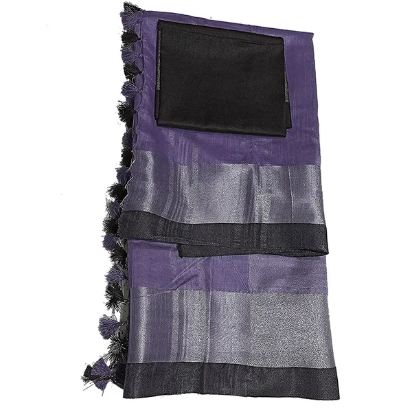Bhagalpuri_Handloom__Linen_Slub_Blend_Saree_With_Black_Pipin_Contrast_Blouse_Piece