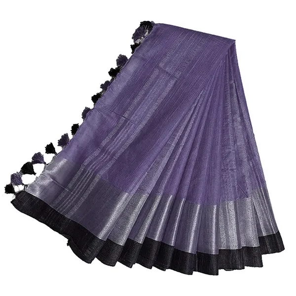 Bhagalpuri_Handloom__Linen_Slub_Blend_Saree_With_Black_Pipin_Contrast_Blouse_Piece