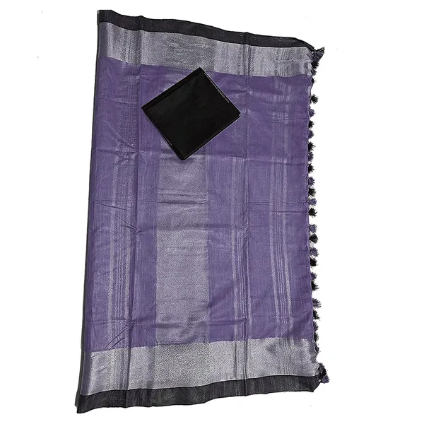 Bhagalpuri_Handloom__Linen_Slub_Blend_Saree_With_Black_Pipin_Contrast_Blouse_Piece