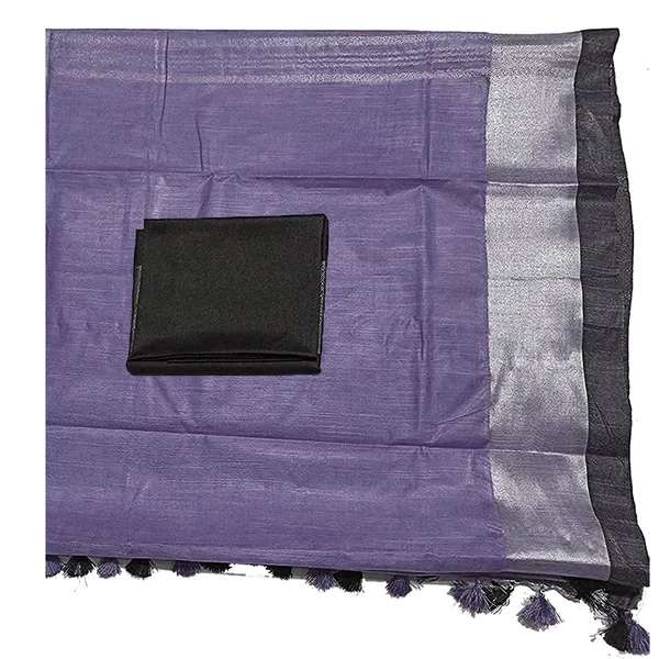 Bhagalpuri_Handloom__Linen_Slub_Blend_Saree_With_Black_Pipin_Contrast_Blouse_Piece