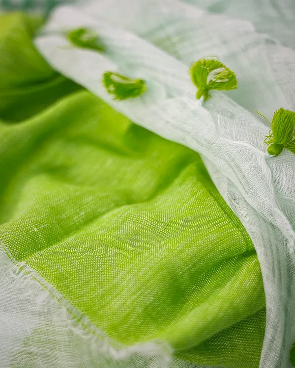 Whte-Green_women's_Bhagalpuri_Handloom_Linen_Cotton_Blend_White_Saree_With_Silver_Zari_Border_And_Contrast_Unstitched_Blouse_Piece