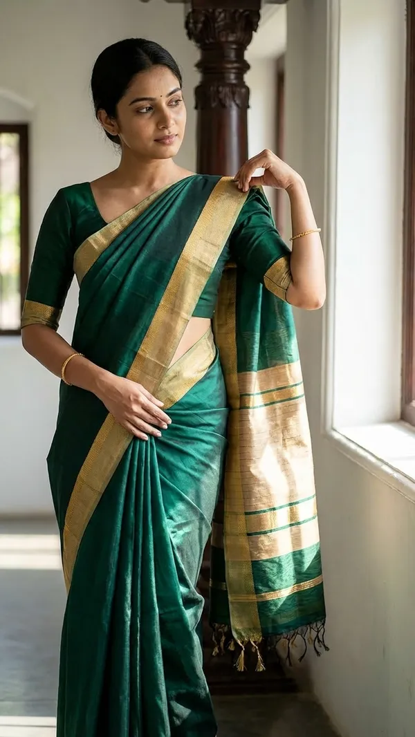 Bhagalpuri_Cotton_Tussar_Silk_Saree_with_Designed_Border_(Midnight_Green)