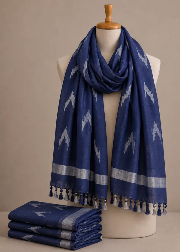Linen_Cotton_Blend_Zari_Weaving_Handloom_Ikkat_Dupatta_(12015_Egyptian_Blue)