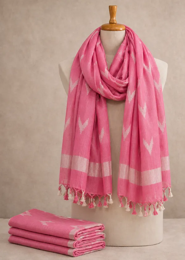 Linen_Cotton_Blend_Zari_Weaving_Handloom_Ikkat_Dupatta_(12006_Blush_Pink)