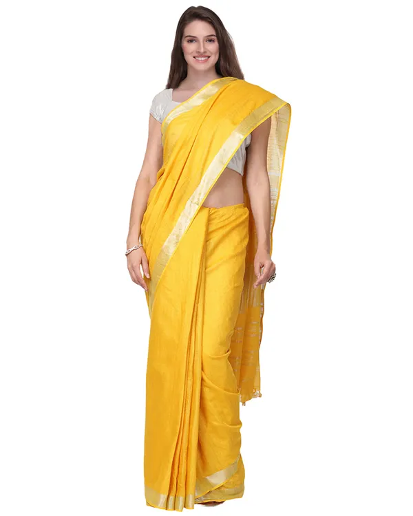 French_Violet_&_Yellow_women's_Bhagalpuri_Handloom_Cotton-Linen_Blend_Saree_Combo_(Pack_Of_2)_With_Running_Unstiched_Blouse_Piece
