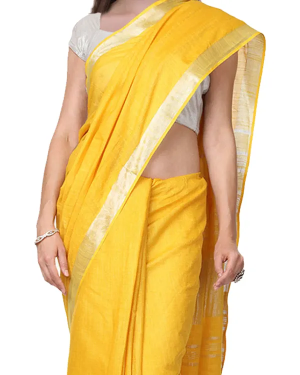 French_Violet_&_Yellow_women's_Bhagalpuri_Handloom_Cotton-Linen_Blend_Saree_Combo_(Pack_Of_2)_With_Running_Unstiched_Blouse_Piece