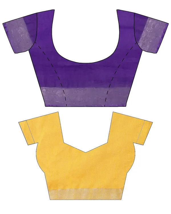 French_Violet_&_Yellow_women's_Bhagalpuri_Handloom_Cotton-Linen_Blend_Saree_Combo_(Pack_Of_2)_With_Running_Unstiched_Blouse_Piece