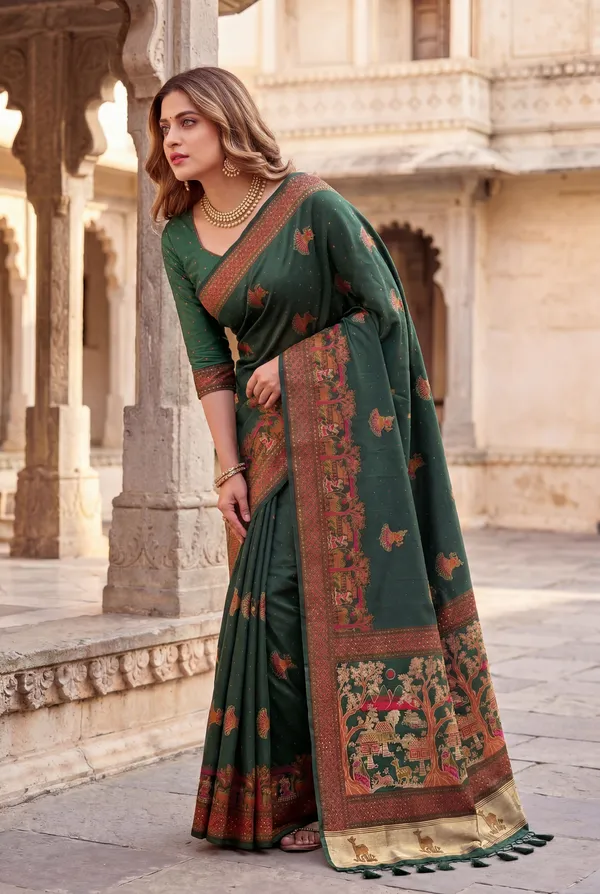 Soft_Pashmina_Silk_sarees_with_Beautiful_Woven_Zari_Work_With_Attractive_Pashmina_Design_Saree_And_Running_Blouse_With_Tassels