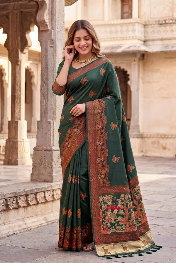 Soft_Pashmina_Silk_sarees_with_Beautiful_Woven_Zari_Work_With_Attractive_Pashmina_Design_Saree_And_Running_Blouse_With_Tassels