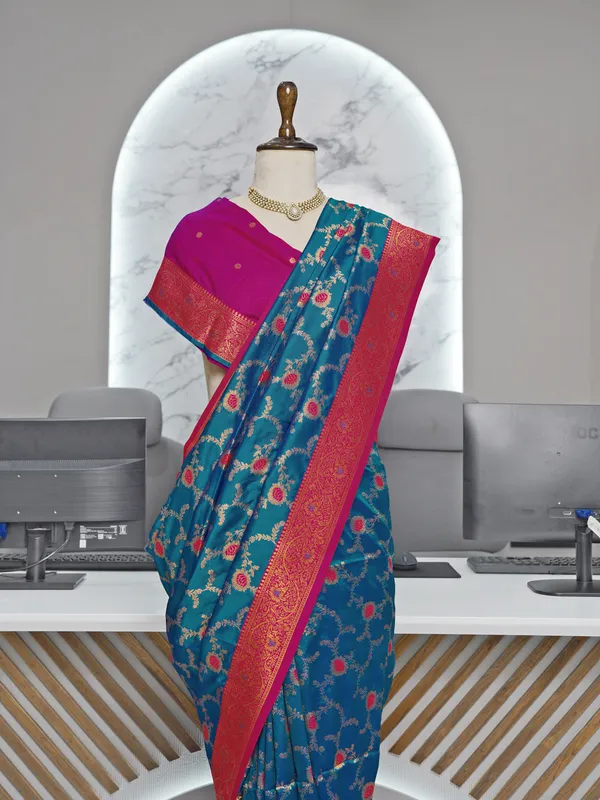 Premium_Soft_Paithani_Silk_sarees_With_Beautiful_Weaving_Pattern_With_Attractive_Rich_Pallu_And_Border_And_Weaving_Blouse_With_Tassels