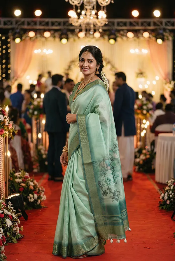 Soft_Tissue_Silk_sarees_with_Beautiful_Digital_Print_With_Attractive_Border_&_Rich_Pallu_With_Sequence_And_Contrast_Print_Blouse_With_Tassels