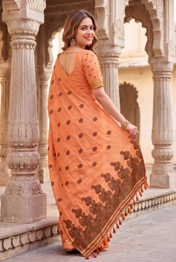 Premium_Soft_Muga_Cotton_sarees_with_Beautiful_?Colourfull_Resham_Weaving__Flower_Design_Pallu_With_Attractive_Traditional_Zari_Weaving__With_All_Over__Resham_Weaving__And_Resham_Weaving_Butti_Blouse_With_Fancy_Tassels