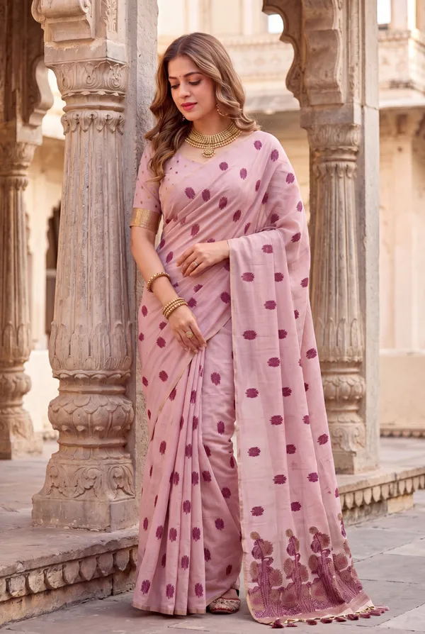 Premium_Soft_Muga_Cotton_sarees_with_Beautiful_?Colourfull_Resham_Weaving__Flower_Design_Pallu_With_Attractive_Traditional_Zari_Weaving__With_All_Over__Resham_Weaving__And_Resham_Weaving_Butti_Blouse_With_Fancy_Tassels
