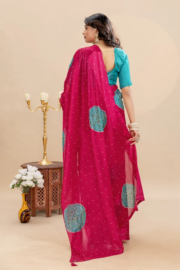 Soft_Chinon_Silk_sarees_with_Beautiful_Bandhani_Print_With_Attractive_Handwork_And_Mono_Fabric_Blouse_With_Tassels_in_new_styles_n_new_look