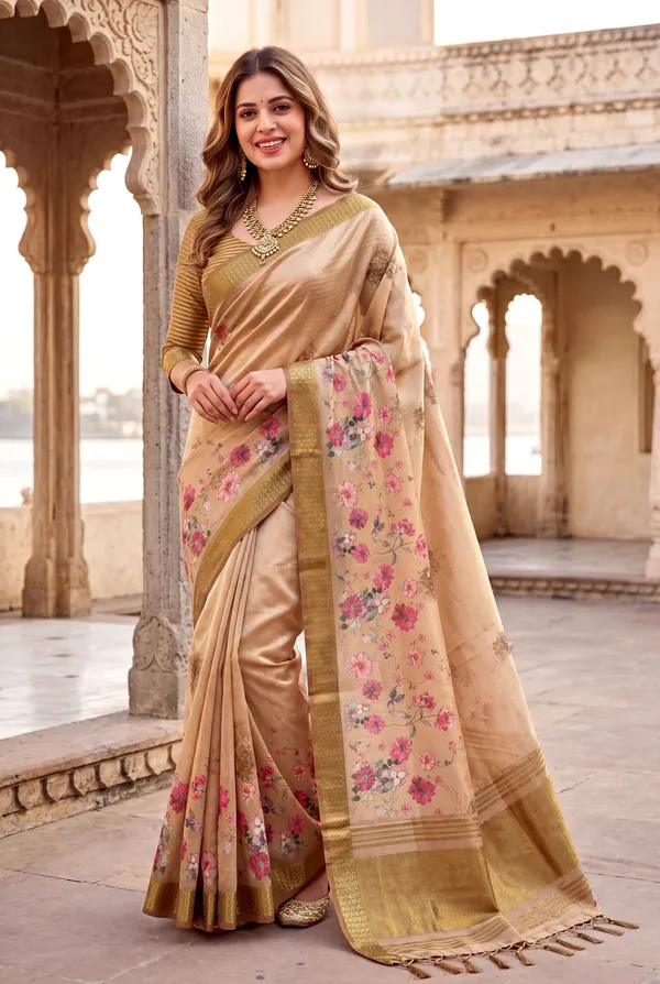 Soft_Tissue_Silk_sarees_with_Beautiful_Digital_Print_With_Attractive_Border_&_Rich_Pallu_With_Sequence_And_Contrast_Print_Blouse_With_Tassels