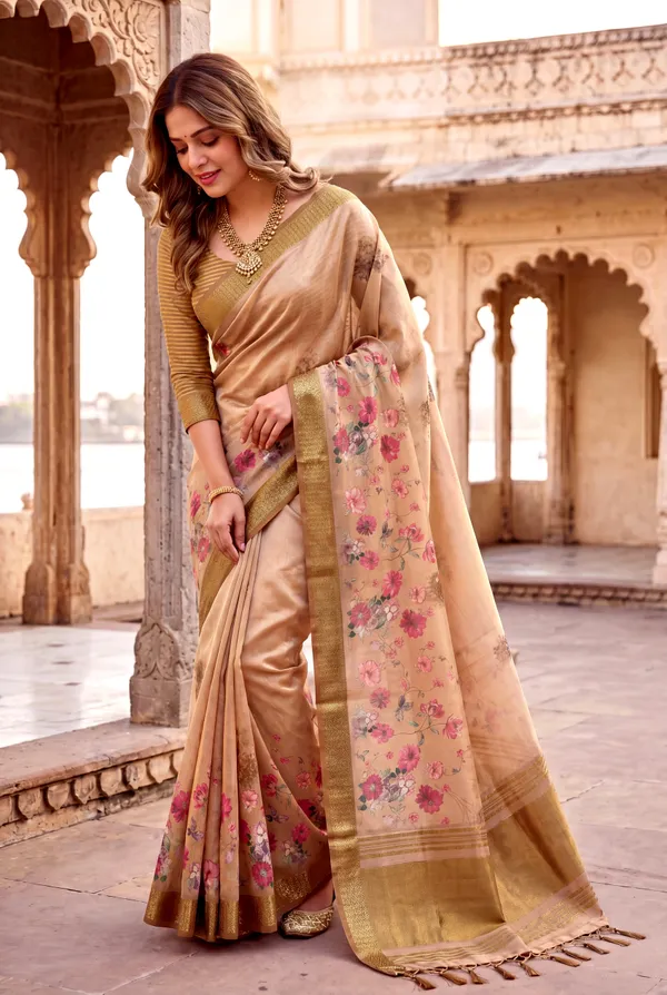 Soft_Tissue_Silk_sarees_with_Beautiful_Digital_Print_With_Attractive_Border_&_Rich_Pallu_With_Sequence_And_Contrast_Print_Blouse_With_Tassels
