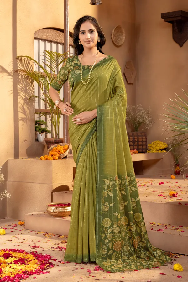 Soft_Semi_Tussar_Silk_sarees_with_Beautiful_Digital_Print_With_Attractive_Border_And_Contrast_Print_Blouse_With_Tassels