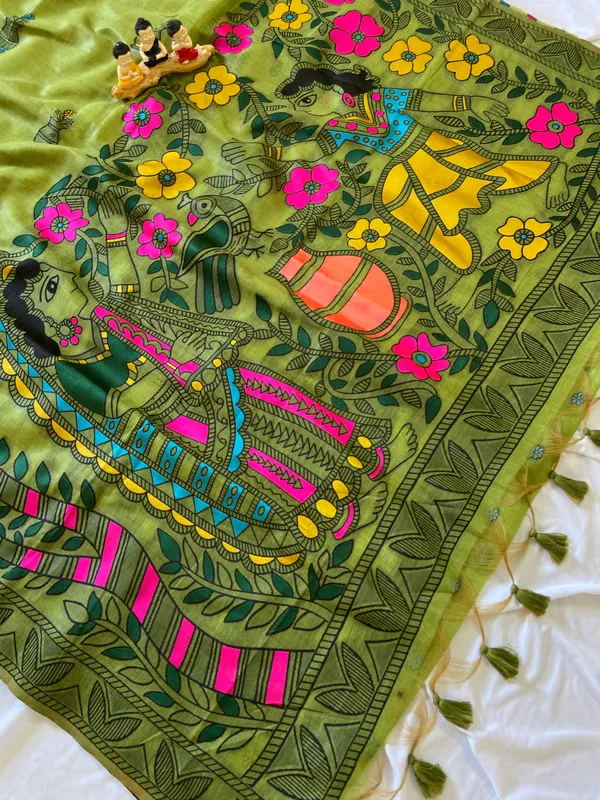 Premium_Soft_Muga_Cotton_sarees_with_Beautiful_?Colourfull_Resham_Weaving_Kalamkari_Design_Pallu_With_Attractive_All_Over_Resham_Weaving_Matka_Design_With_Resham_Weaving_Border_And_Resham_Weaving_Butti_Design_Blouse_With_Fancy_Tassels