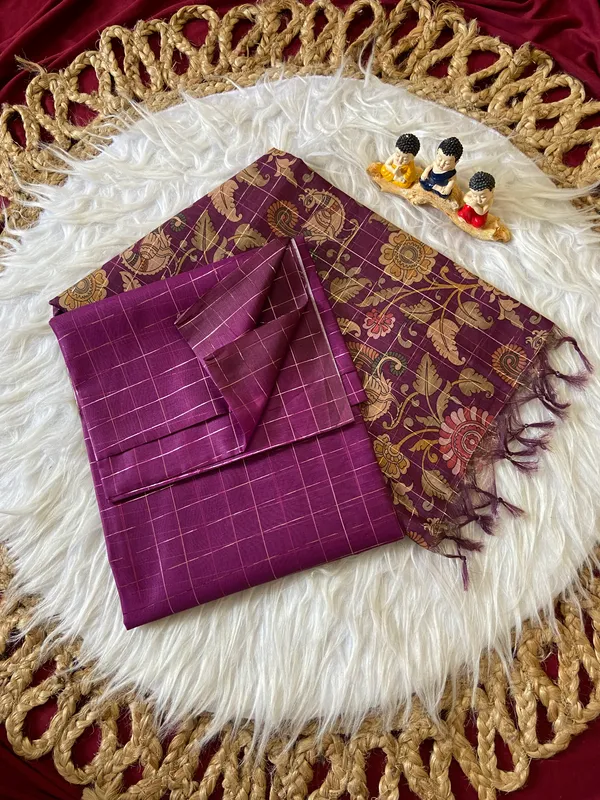Soft_Semi_Tussar_Silk_sarees_with_Beautiful_Digital_Print_With_Attractive_Border_And_Contrast_Print_Blouse_With_Tassels