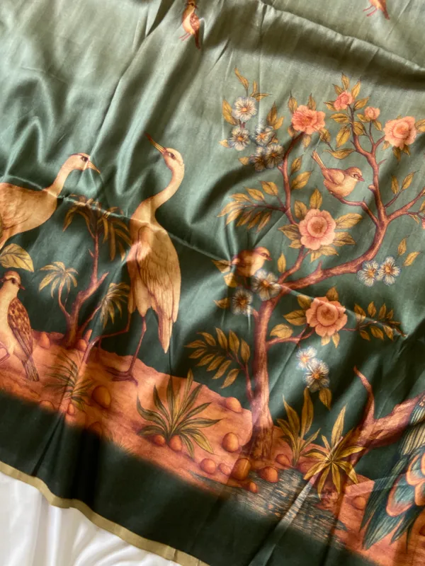 Soft_Tussar_Silk_sarees_with_Beautiful_Digital_Print_With_Attractive_Jungle_Theme_Design_And_Digital_Print_Blouse_With_Tassels