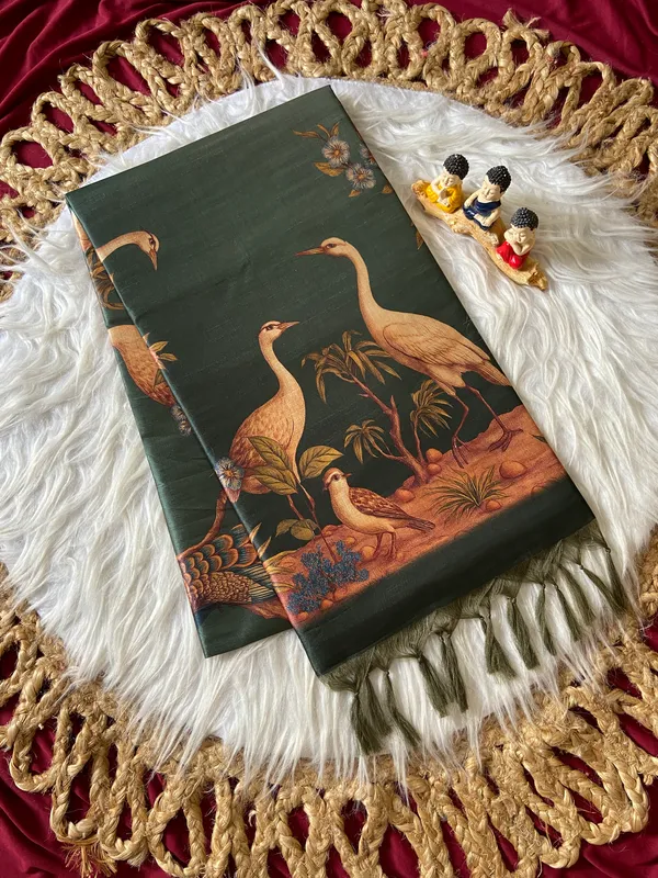 Soft_Tussar_Silk_sarees_with_Beautiful_Digital_Print_With_Attractive_Jungle_Theme_Design_And_Digital_Print_Blouse_With_Tassels