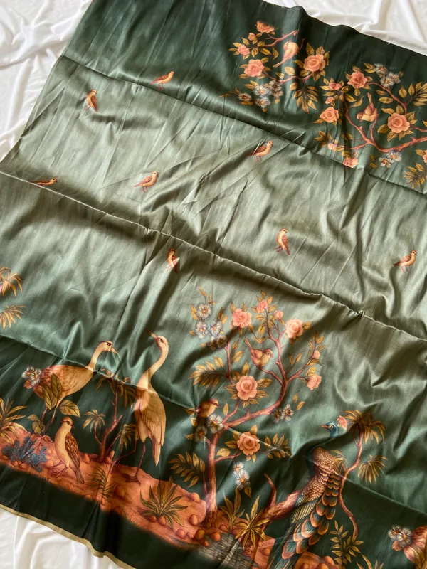 Soft_Tussar_Silk_sarees_with_Beautiful_Digital_Print_With_Attractive_Jungle_Theme_Design_And_Digital_Print_Blouse_With_Tassels