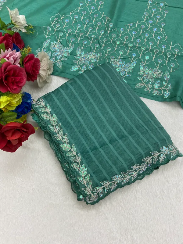 Soft_Shimmer_Patta_sarees_with_Beautiful?_Embroidery_&_Sequence_Work_With_Attractive_Cutwork_Border_And_Heavy_Embroidery_&_Sequence_Work_Blouse_in_new_styles_n_new_look