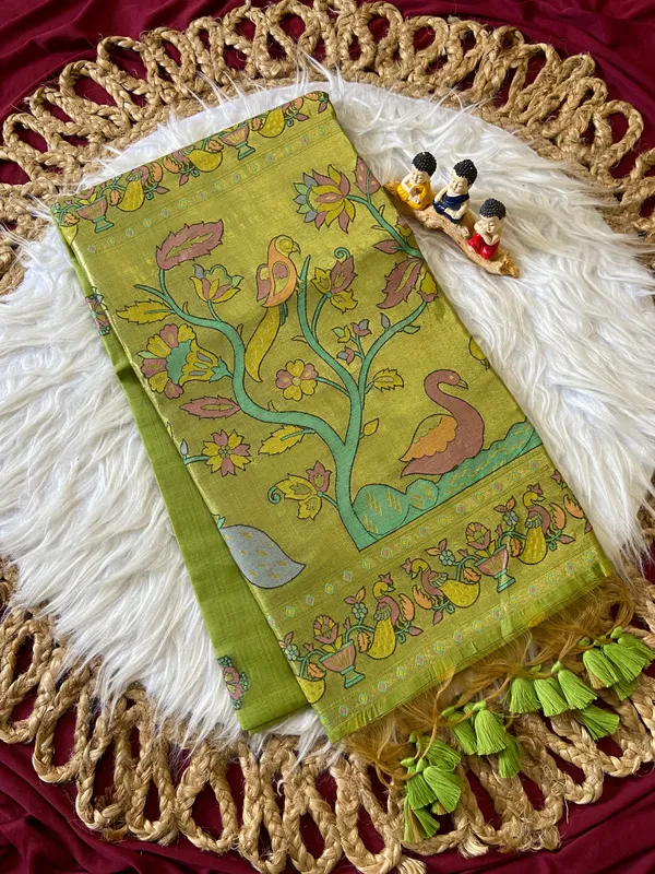 Premium_Soft_Muga_Cotton_Paithani_sarees_with_Beautiful_Weaving_Design_Featuring_Jungle_Theme_And_Swan_Motifs_Pallu_With_Attractive_All_Over_Resham_Weaving_Butti_Design_And_Resham_Weaving_Butti_Blouse_With_Fancy_Tassels