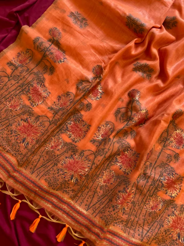 Premium_Soft_Muga_Cotton_sarees_with_Beautiful_?Colourfull_Resham_Weaving__Flower_Design_Pallu_With_Attractive_Traditional_Zari_Weaving__With_All_Over__Resham_Weaving__And_Resham_Weaving_Butti_Blouse_With_Fancy_Tassels