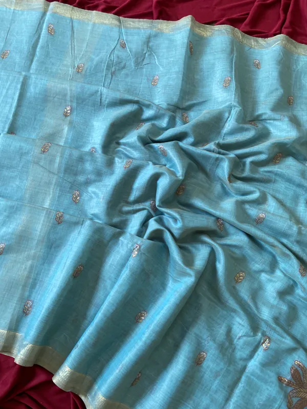 Premium_Soft_Muga_Cotton_sarees_with_Beautiful_Colourfull_Resham_Weaving__Peacock_Design_Pallu_With_Attractive_Traditional_Zari_Weaving__With_All_Over__Resham_Weaving__And_Resham_Weaving_Butti_Blouse_With_Fancy_Tassels
