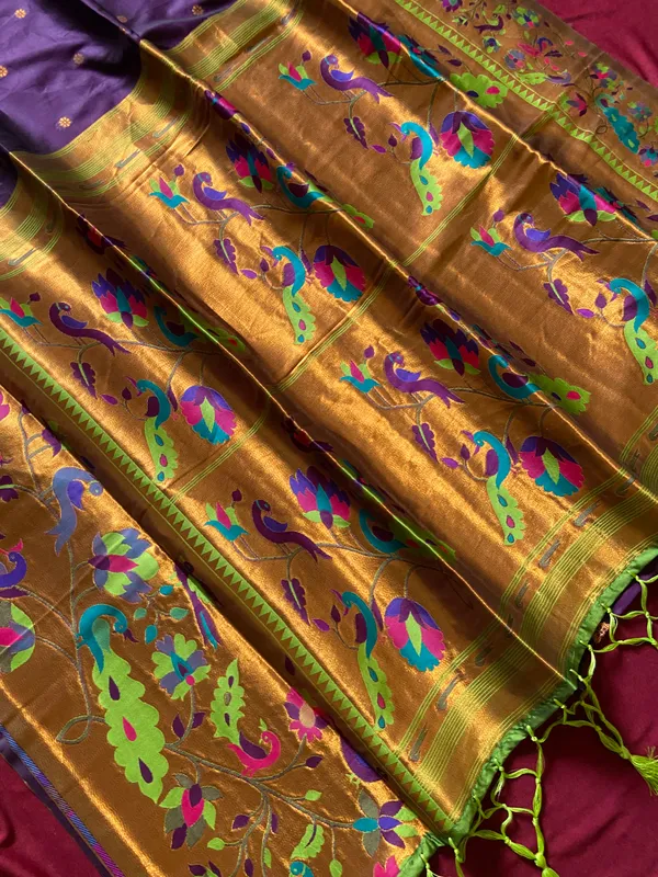 Premium_Soft_Paithani_Silk_sarees_With_Beautiful_Weaving_Pattern_With_Attractive_Rich_Pallu_And_Border_And_Weaving_Blouse_With_Tassels