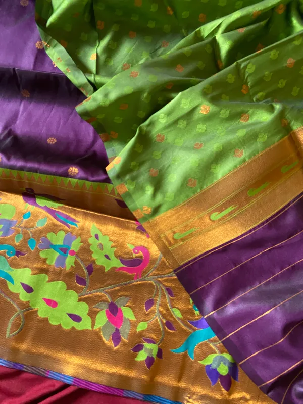 Premium_Soft_Paithani_Silk_sarees_With_Beautiful_Weaving_Pattern_With_Attractive_Rich_Pallu_And_Border_And_Weaving_Blouse_With_Tassels