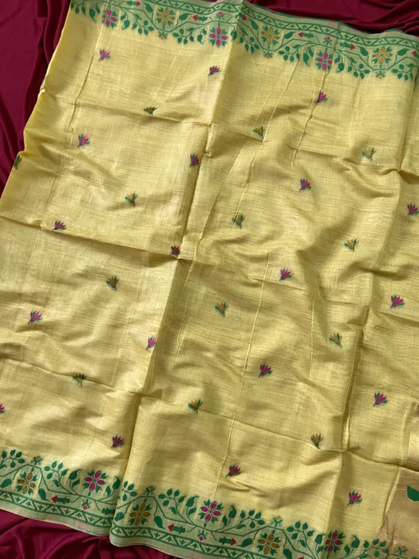 Premium_Soft_Muga_Cotton_Paithani_sarees_with_Beautiful_Colourfull_3D_Woven_Zari_Deer_Design_Pallu_With_Attractive_All_Over_Resham_Weaving_Butti_Design_With_Zari_Weaving_Border_And_Resham_Weaving_Border_Blouse_With_Fancy_Tassels