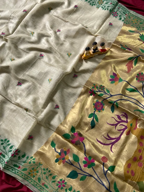 Premium_Soft_Muga_Cotton_Paithani_sarees_with_Beautiful_Colourfull_3D_Woven_Zari_Deer_Design_Pallu_With_Attractive_All_Over_Resham_Weaving_Butti_Design_With_Zari_Weaving_Border_And_Resham_Weaving_Border_Blouse_With_Fancy_Tassels