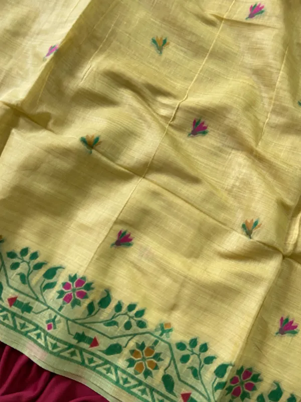 Premium_Soft_Muga_Cotton_Paithani_sarees_with_Beautiful_Colourfull_3D_Woven_Zari_Deer_Design_Pallu_With_Attractive_All_Over_Resham_Weaving_Butti_Design_With_Zari_Weaving_Border_And_Resham_Weaving_Border_Blouse_With_Fancy_Tassels