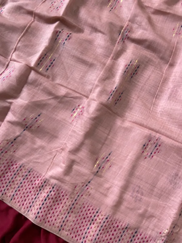 Premium_Soft_Muga_Cotton_sarees_with_Beautiful_Colourfull_3D_Woven_Small_Motifs_Pallu_With_Attractive_All_Over_Resham_Weaving_Butti_Design_With_Resham_Weaving_Border_And_Resham_Weaving_Butti_Blouse_With_Fancy_Tassels