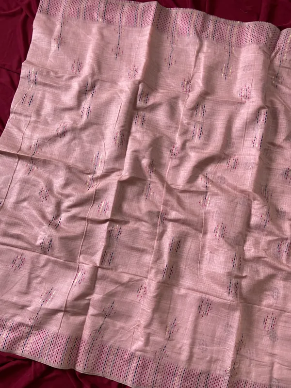Premium_Soft_Muga_Cotton_sarees_with_Beautiful_Colourfull_3D_Woven_Small_Motifs_Pallu_With_Attractive_All_Over_Resham_Weaving_Butti_Design_With_Resham_Weaving_Border_And_Resham_Weaving_Butti_Blouse_With_Fancy_Tassels