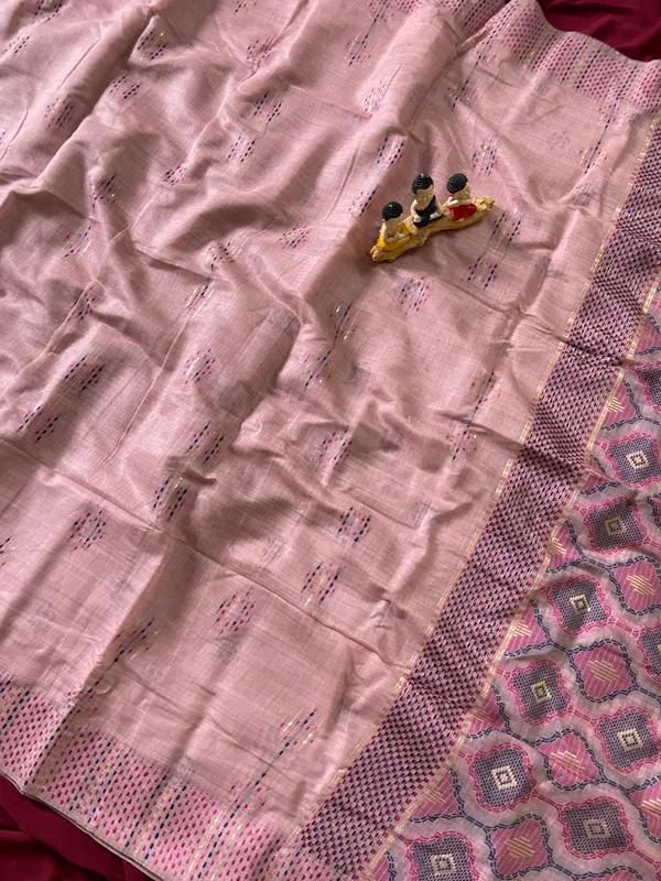 Premium_Soft_Muga_Cotton_sarees_with_Beautiful_Colourfull_3D_Woven_Small_Motifs_Pallu_With_Attractive_All_Over_Resham_Weaving_Butti_Design_With_Resham_Weaving_Border_And_Resham_Weaving_Butti_Blouse_With_Fancy_Tassels