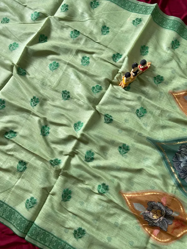 Premium_Soft_Muga_Cotton_sarees_with_Beautiful_Colourfull_Digital_Weaving_Work_Pallu_With_Attractive_Resham_Weaving_Border_With_All_Over_Resham_Weaving_Butti_Design_And_Resham_Weaving_Butti_Blouse_With_Fancy_Tassels