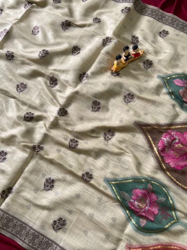 Premium_Soft_Muga_Cotton_sarees_with_Beautiful_Colourfull_Digital_Weaving_Work_Pallu_With_Attractive_Resham_Weaving_Border_With_All_Over_Resham_Weaving_Butti_Design_And_Resham_Weaving_Butti_Blouse_With_Fancy_Tassels