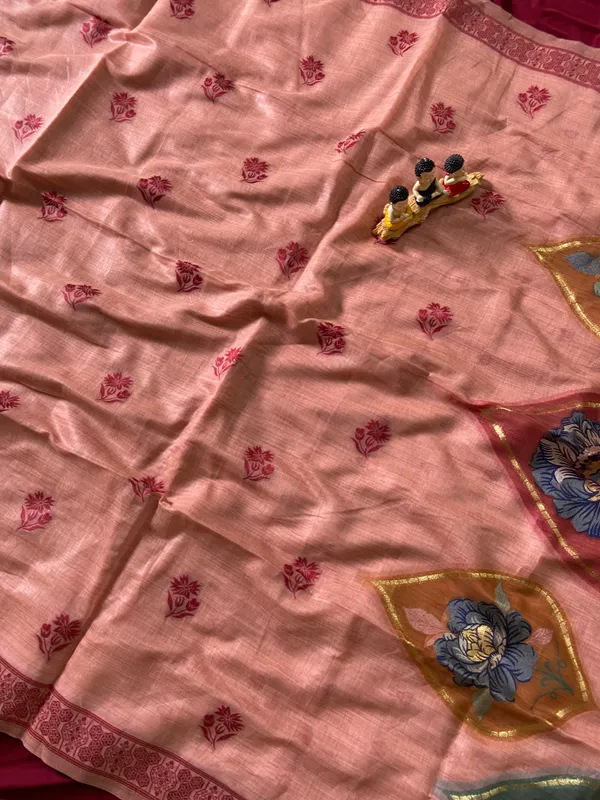 Premium_Soft_Muga_Cotton_sarees_with_Beautiful_Colourfull_Digital_Weaving_Work_Pallu_With_Attractive_Resham_Weaving_Border_With_All_Over_Resham_Weaving_Butti_Design_And_Resham_Weaving_Butti_Blouse_With_Fancy_Tassels