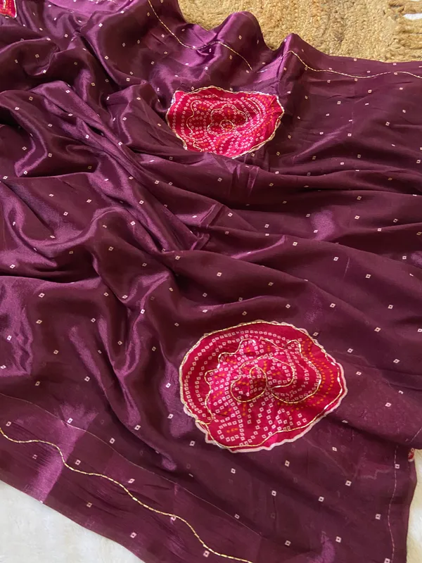 Soft_Chinon_Silk_sarees_with_Beautiful_Bandhani_Print_With_Attractive_Handwork_And_Mono_Fabric_Blouse_With_Tassels_in_new_styles_n_new_look