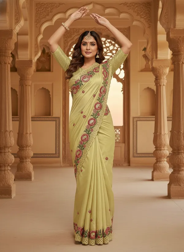 Heavy_Tussar_Silk_sarees_with_Beautiful_Embroidery_&_Sequence_Work_With_Attractive_Cutwork_Border_And_Heavy_Embroidery_&_Sequence_Work_Running_Blouse