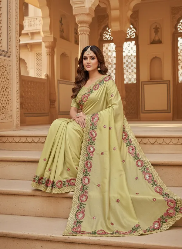 Heavy_Tussar_Silk_sarees_with_Beautiful_Embroidery_&_Sequence_Work_With_Attractive_Cutwork_Border_And_Heavy_Embroidery_&_Sequence_Work_Running_Blouse