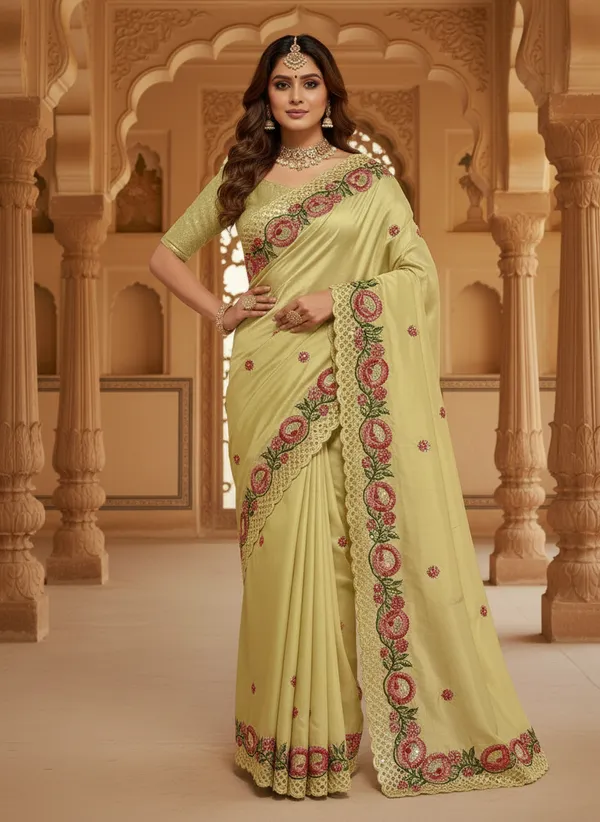 Heavy_Tussar_Silk_sarees_with_Beautiful_Embroidery_&_Sequence_Work_With_Attractive_Cutwork_Border_And_Heavy_Embroidery_&_Sequence_Work_Running_Blouse